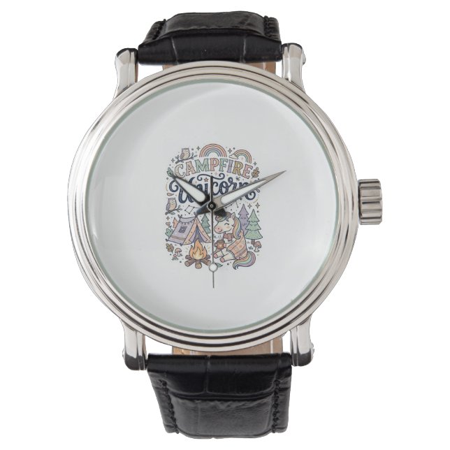 Unicorn Campfire Unicorn Premium Vector Sticker an Watch (Front)