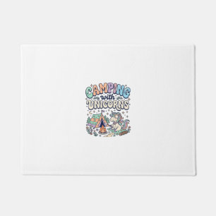 Unicorn Camping with Unicorns Kawaii Sticker and S Doormat