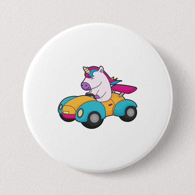 Unicorn Car 3 Inch Round Button (Front)