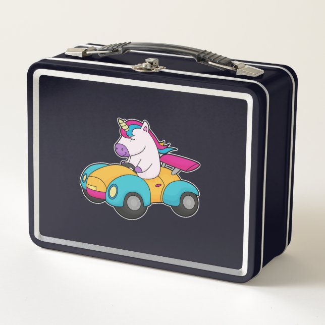 Unicorn Car Metal Lunch Box (Front)