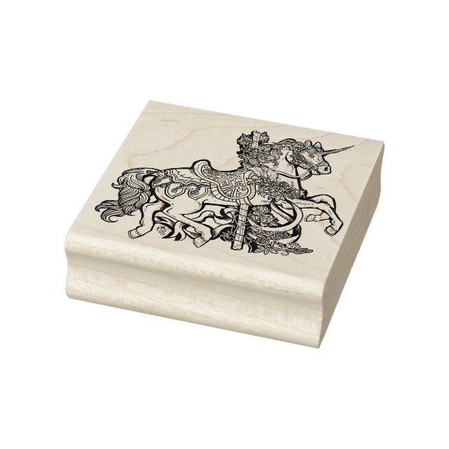 Unicorn Carousel Horse Rubber Stamp (Stamp)