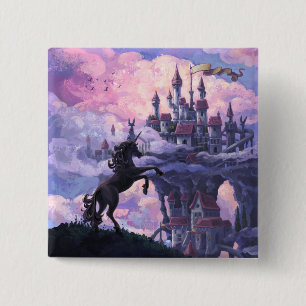Unicorn Castle 2 Inch Square Button