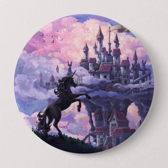 Unicorn Castle 4 Inch Round Button (Front)