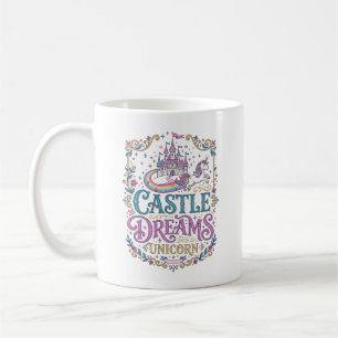 Unicorn Castle Dreams Unicorn White Background Pri Coffee Mug