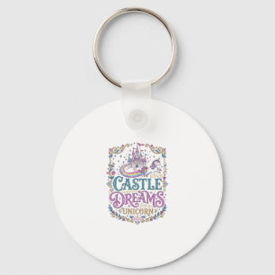 Unicorn Castle Dreams Unicorn White Background Pri Keychain