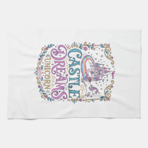 Unicorn Castle Dreams Unicorn White Background Pri Kitchen Towel