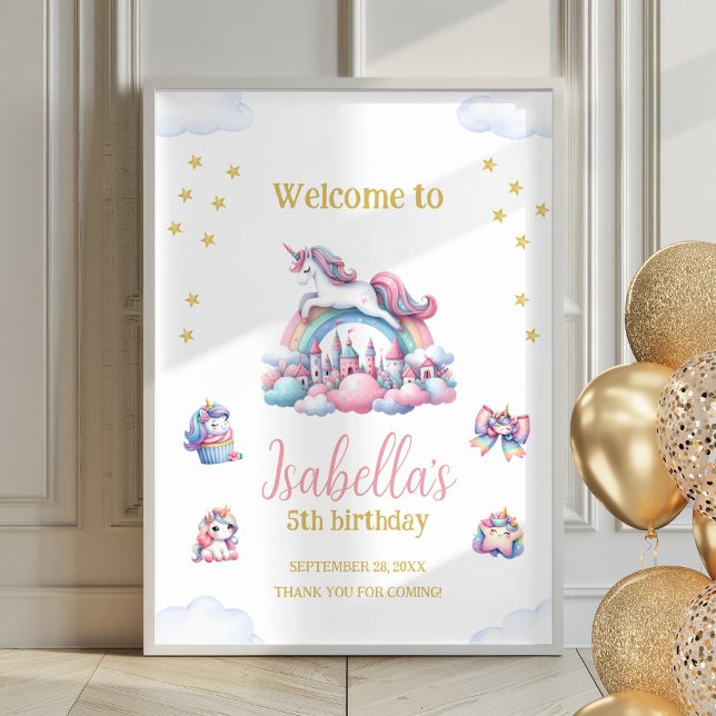 Unicorn Castle Rainbow Magical Poster Welcome Sign (Creator Uploaded)