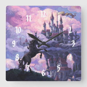 Unicorn Castle Square Wall Clock