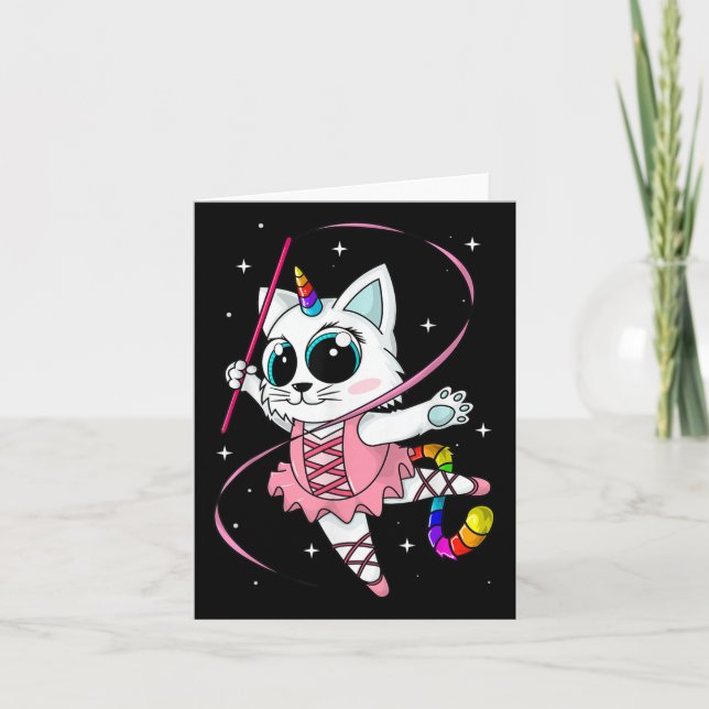 Unicorn Cat Cati Corn Kittycorn Cute Kitty Rainbow Card (Front)