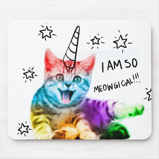 Unicorn Cat Meowgical Colour Cat Rainbow Cat Mouse Pad
