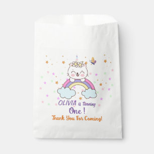 Unicorn Cat Rainbow Pastel Stars 1st Birthday Favour Bag