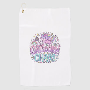 Unicorn Caticorn Chaos Cute Pastel Product Graphic Golf Towel