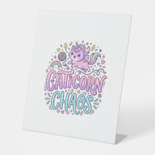 Unicorn Caticorn Chaos Cute Pastel Product Graphic Pedestal Sign