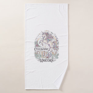 Unicorn Celestial Bloom Unicorn Premium Vector Typ Bath Towel