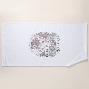 Unicorn Celestial Bloom Unicorn Premium Vector Typ Beach Towel