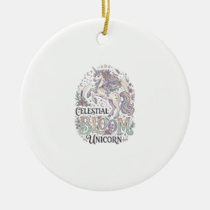 Unicorn Celestial Bloom Unicorn Premium Vector Typ Ceramic Ornament