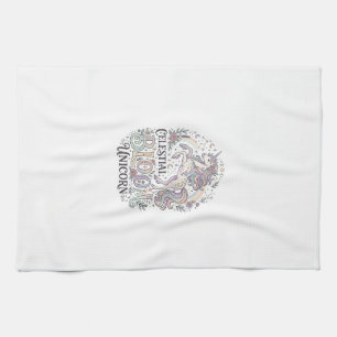 Unicorn Celestial Bloom Unicorn Premium Vector Typ Kitchen Towel