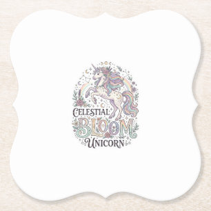 Unicorn Celestial Bloom Unicorn Premium Vector Typ Paper Coaster