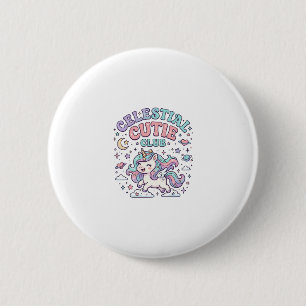 Unicorn Celestial Cutie Club Retro Style Product G 2 Inch Round Button