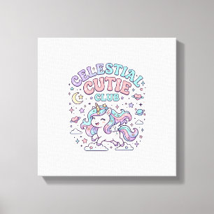 Unicorn Celestial Cutie Club Retro Style Product G Canvas Print