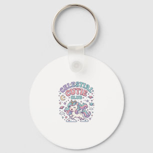Unicorn Celestial Cutie Club Retro Style Product G Keychain