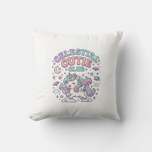 Unicorn Celestial Cutie Club Retro Style Product G Throw Pillow