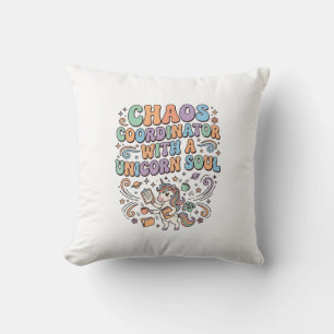 Unicorn Chaos Coordinator with a Unicorn Soul Kawa Throw Pillow