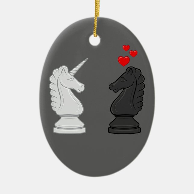 Unicorn Chess Knight Ceramic Ornament (Front)