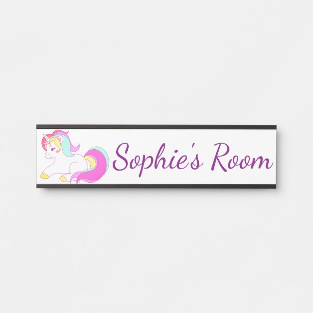 Unicorn Childrens Bedroom Door Name Plaque Sign (Front)