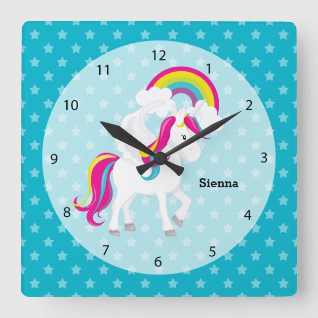 Unicorn * Choose your background colour Square Wall Clock (Front)