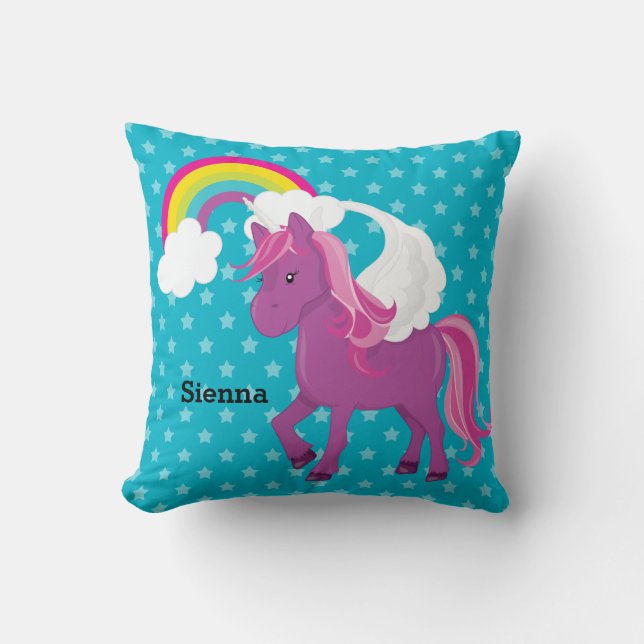 Unicorn * Choose your background colour Throw Pillow (Front)