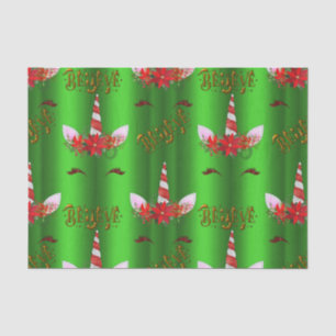Unicorn Christmas Believe Green Tissue Paper