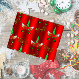 Unicorn Christmas Believe Red Postcard