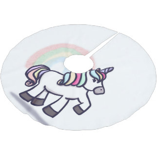 Unicorn Christmas Brushed Polyester Tree Skirt