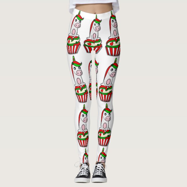 unicorn christmas cupcake leggings (Front)