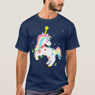 Unicorn Christmas Fairy Lights Winter T-Shirt