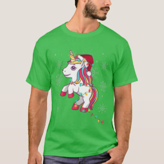 Unicorn Christmas Lights Christmas retro T-Shirt