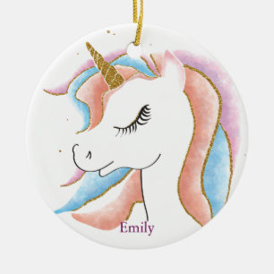 Unicorn Christmas Personalized  Ceramic Ornament