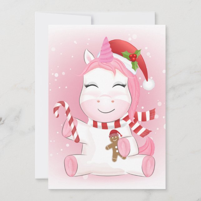Unicorn Christmas Season Holiday Card (Front)