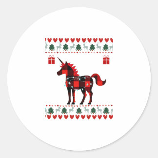 Unicorn Christmas Tree Lights Decoration Xmas Swea Classic Round Sticker