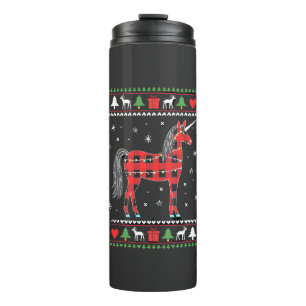 Unicorn Christmas Tree Lights Decoration Xmas Swea Thermal Tumbler