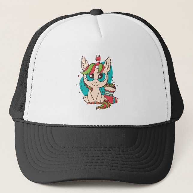 Unicorn Christmas Trucker Hat (Front)