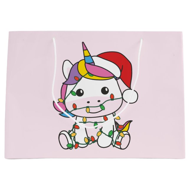 Unicorn Christmas Winter Animals Holiday Unicorns Large Gift Bag (Front)