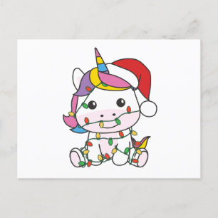 Unicorn Christmas Winter Animals Holiday Unicorns Postcard