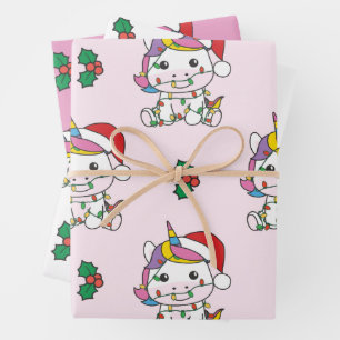 Unicorn Christmas Winter Animals Holiday Unicorns Wrapping Paper Sheet