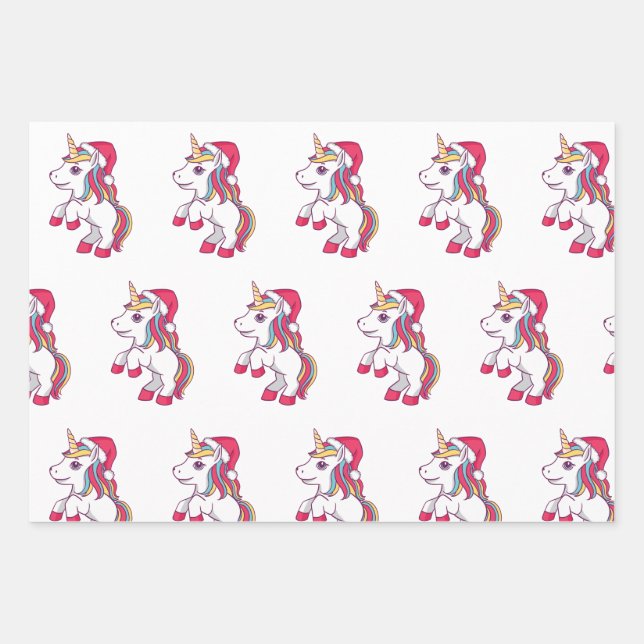 Unicorn Christmas Wrapping Paper, Unicorn  Wrapping Paper Sheet (Front)