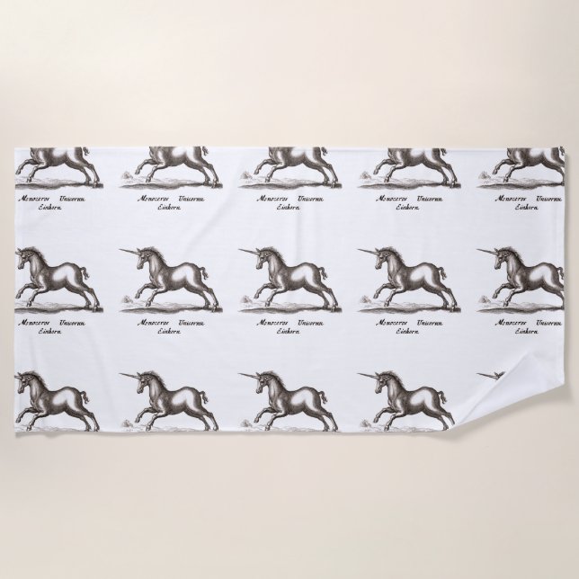 Unicorn Classic Running Magic Woodland Creature Beach Towel (Front)