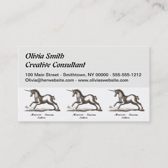 Unicorn Classic Running Magic Woodland Creature Business Card (Front)