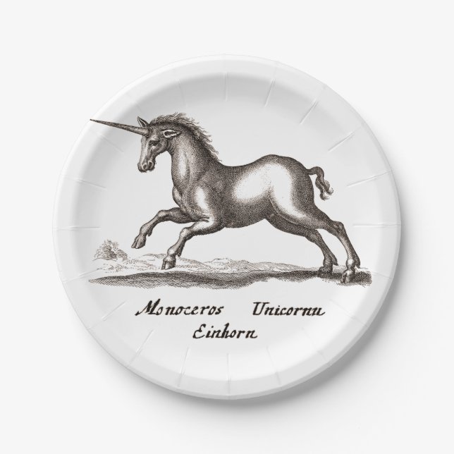 Unicorn Classic Running Magic Woodland Creature Paper Plate (Front)