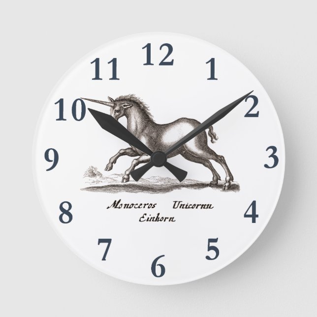 Unicorn Classic Running Magic Woodland Creature Round Clock (Front)